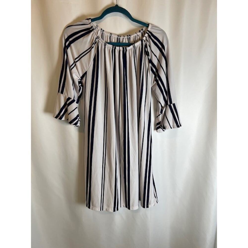 West Loop Tunics for Women Striped , White/Navy , size XL